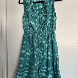 Teal Sleeveless Dress with Ruffle Detail